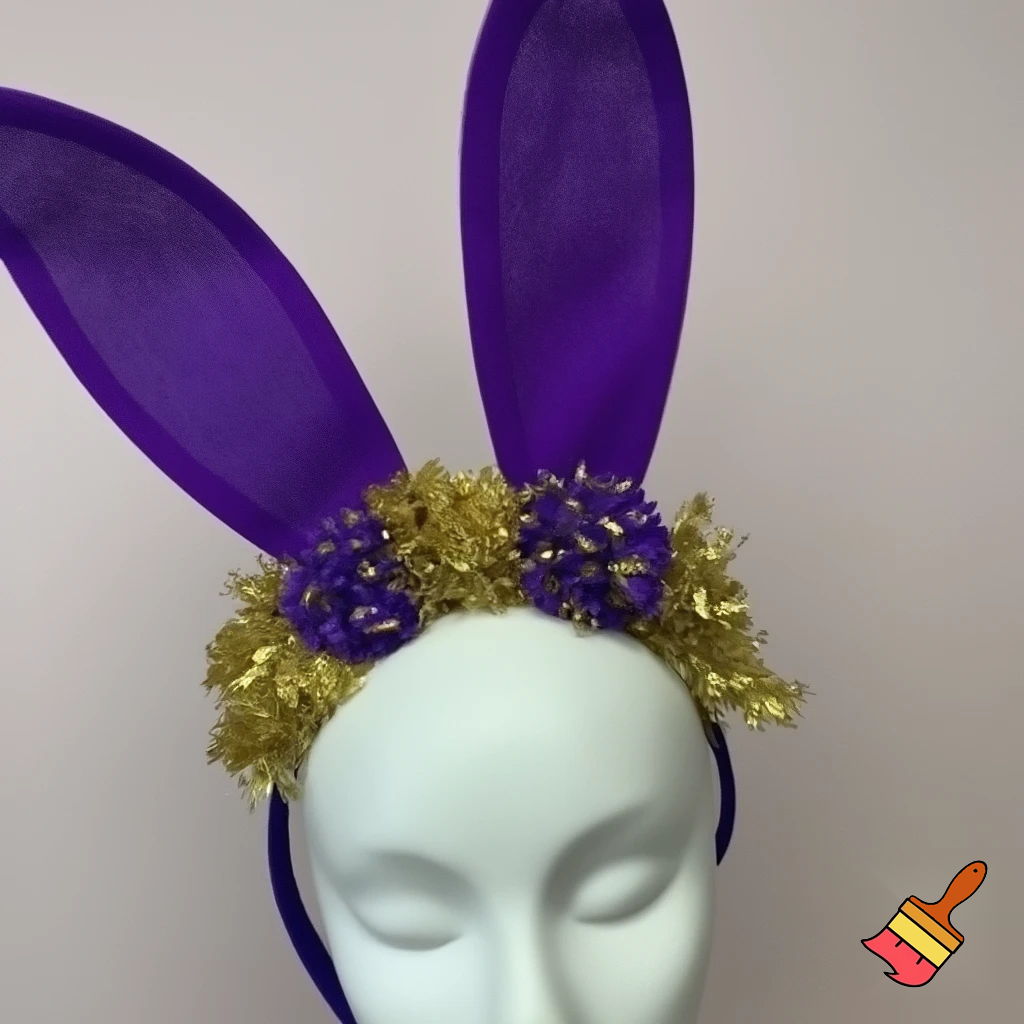 Easter top head headband, purple and white bunny ears top hat purple and gold top hat headband
