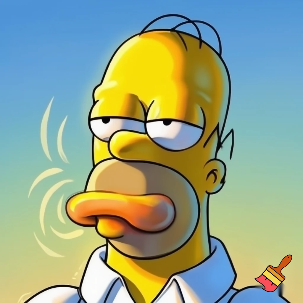 Homer Simpson with  massive lips