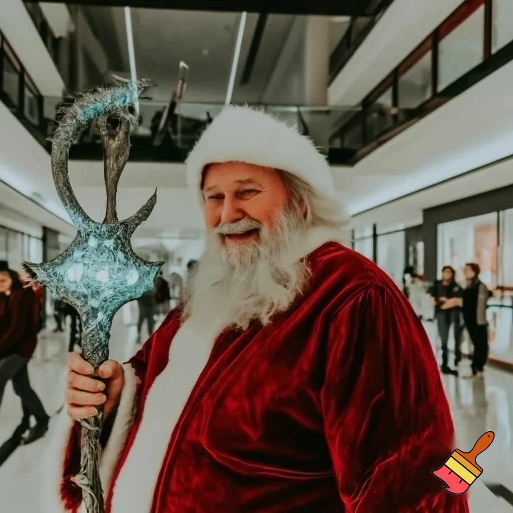 Santa Claus magic walking stick staff Russia shopping Centre Australia shopping immune in a star