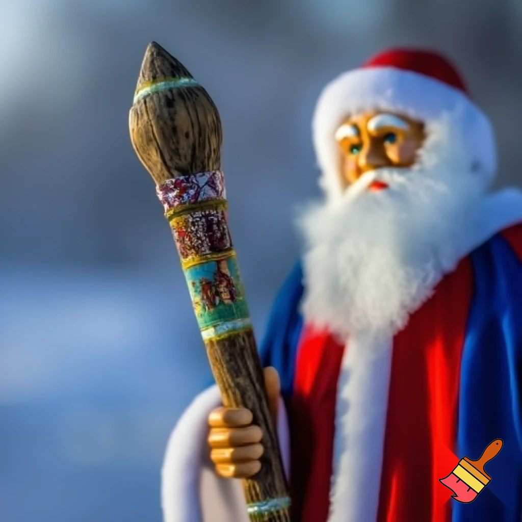 Russian Santa Claus walking stick with with t reindeers magic walking stick a plastic plastic