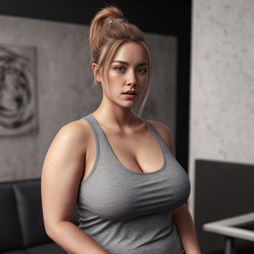 Attractive curvy woman with an ash half up half down wearing tank top