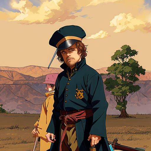 peter dinklage as a disgrunted pilgrim with a blunderbuss and hat with buckle norman rockwell illustration art style 