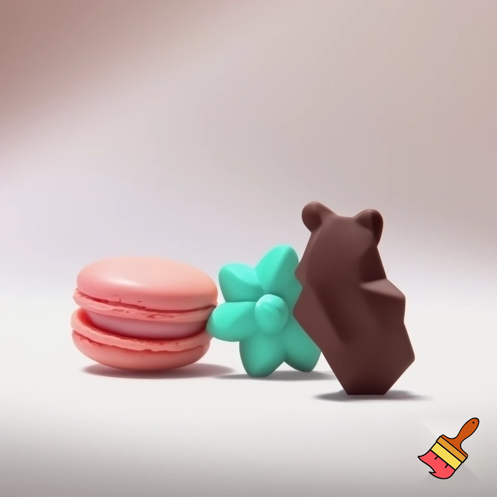 3 different types macaroons in different shapes and colors/ flavors