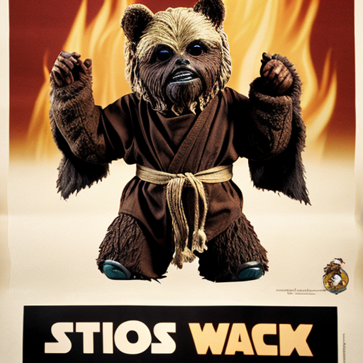 Ewok poster to advertise a ewok action figure
