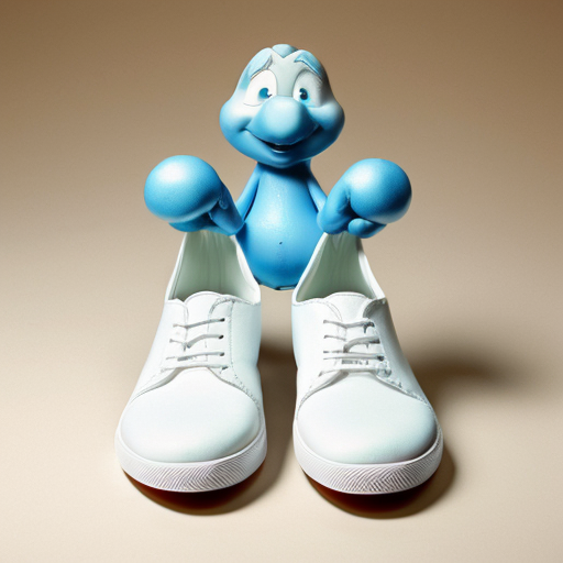Smurfette white dress white shoes on a sitting Cloud (from The Smurfs) cartoon