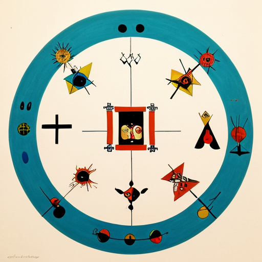 Fill a Circle with Miro and Max Ernst type elements 