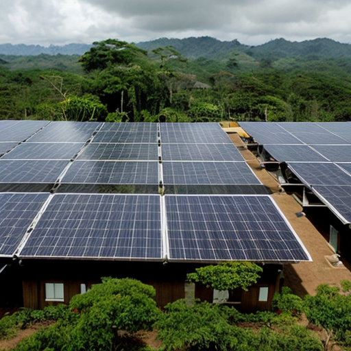 rain forest village with solar panels 