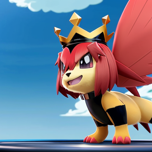 bipedal, black, cat/weasel-like Dark/Ice-type Pokémon characterized by its sharp claws, red feathery crests, and a yellow forehead gem. Standing 3'07" tall, it features a red collar-like crown, two tail feathers, and red, almond-shaped eyes with dark lashes. pokemon