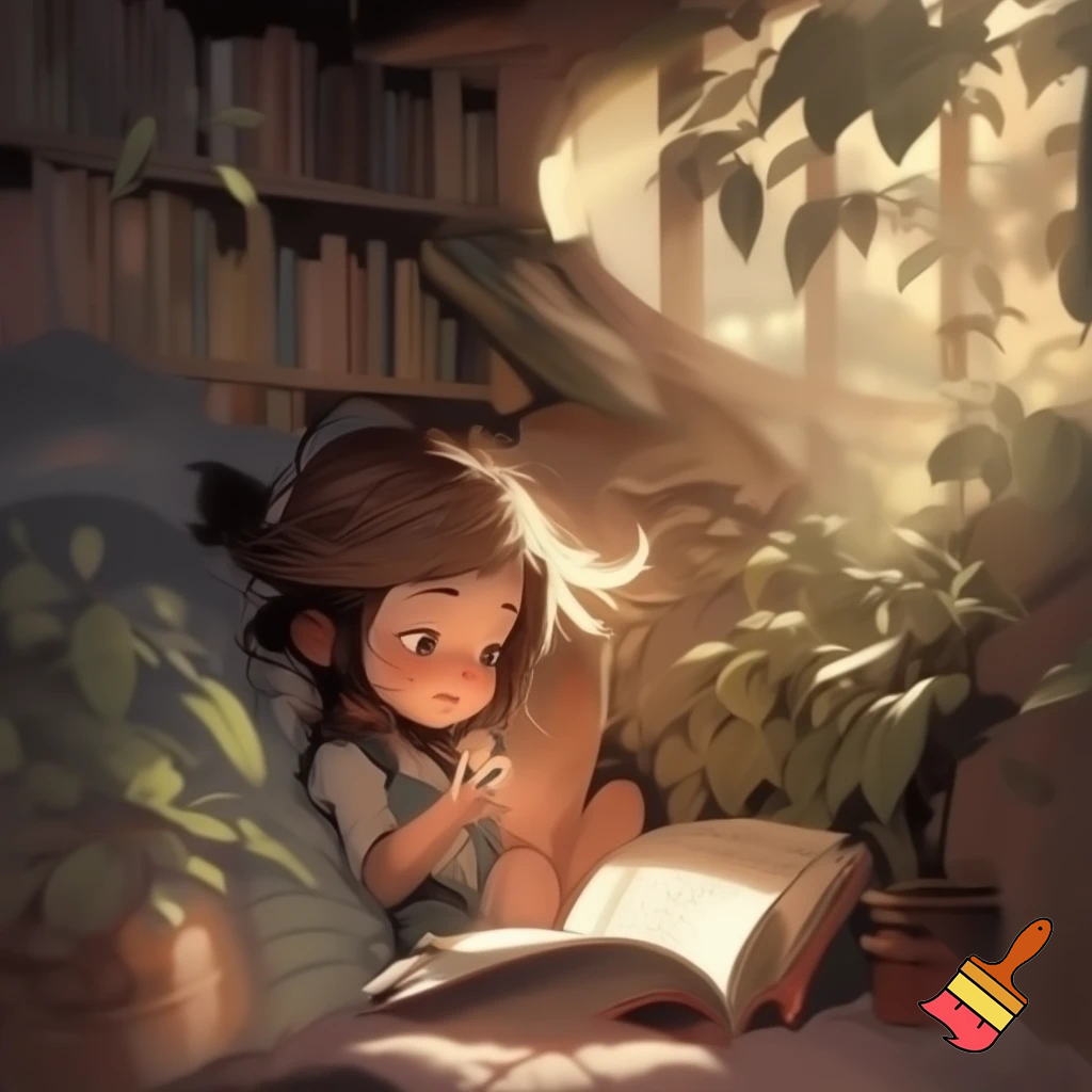 An image of a girl in a little nook reading a book.