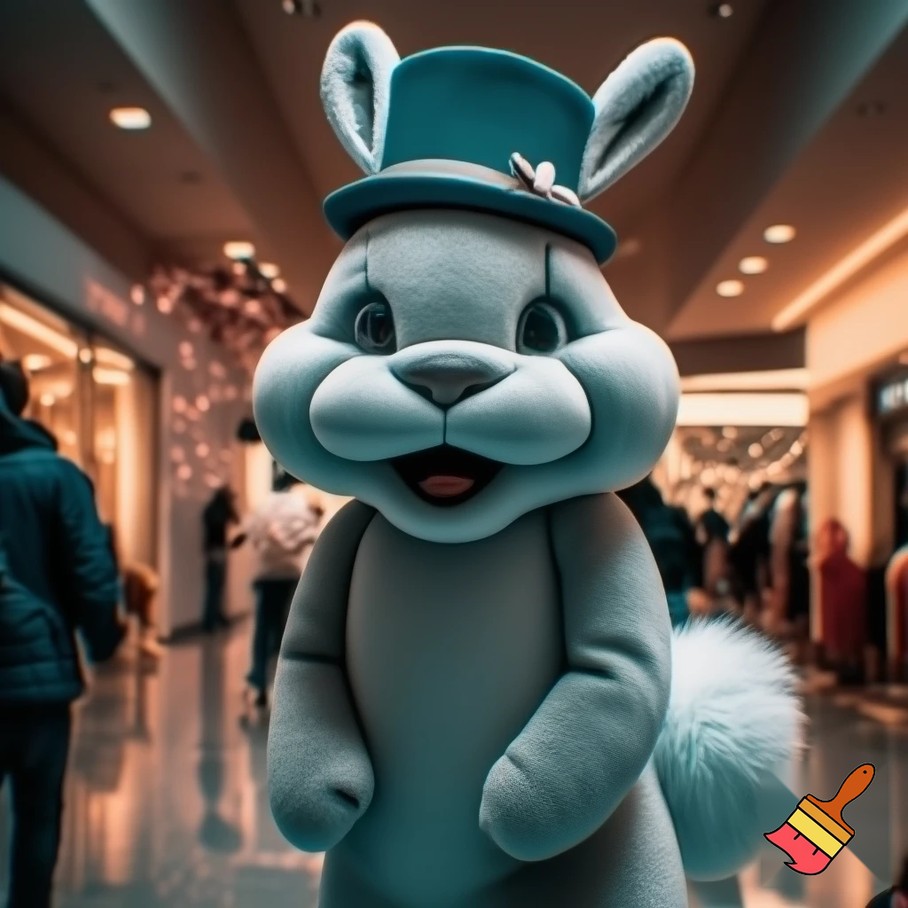 Easter bunny mascot top hat at the shopping centre mascot costume Darrell Lea magic room