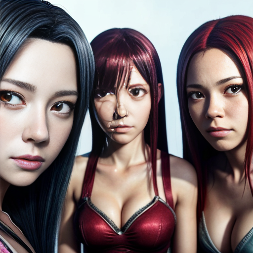 Create image of characters (Natsu, Lucy, Grey, Juvia, Erza, Wendy, Mira) from anime "Fairy Tail"
