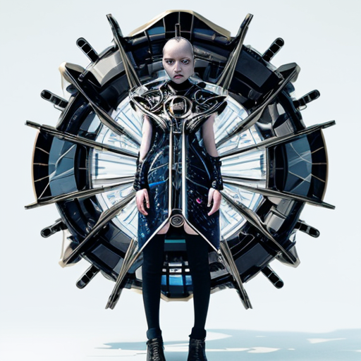 Visualize a futuristic fashion concept that incorporates elements of nature and technology.
