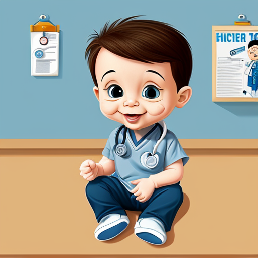 cartoon baby boy at the doctor
