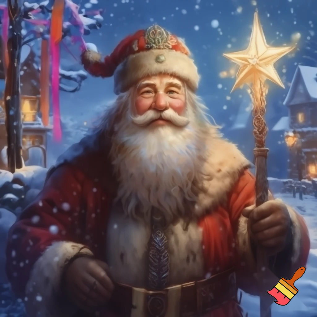 Santa Claus Russians walking stick star