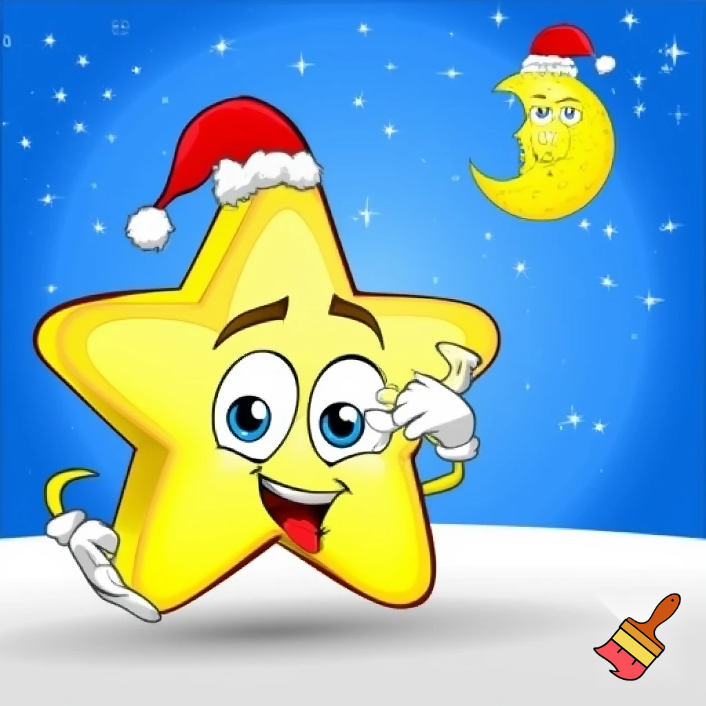 Star and the moon christmas cartoon