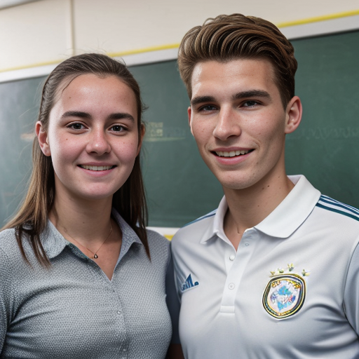 Goretzka and Vanessa at the school 