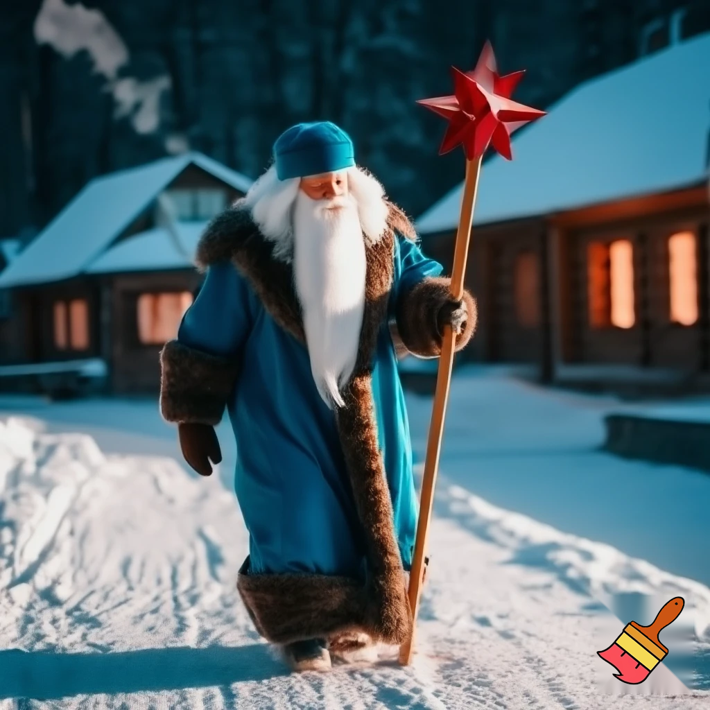 Russia, Santa Claus walking sticks star real Santa Claus 
