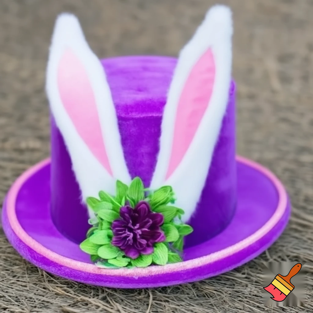 Easter bunny headband, top hat, Easter hat headband, top hat, purple and white, purple and white velvet top hat