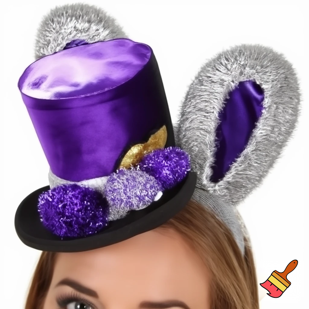 Easter bunny top hat headband, purple and white gold and silver top hat black purple dark purple