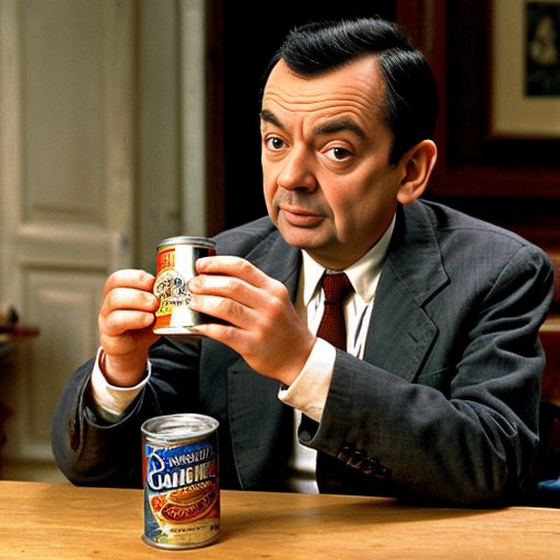 mr bean eat a can of  mr beans
