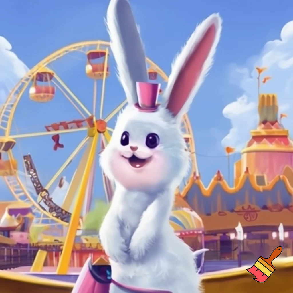 Easter bunny mascot Luna Park top hat Sydney Sydney Luna Park