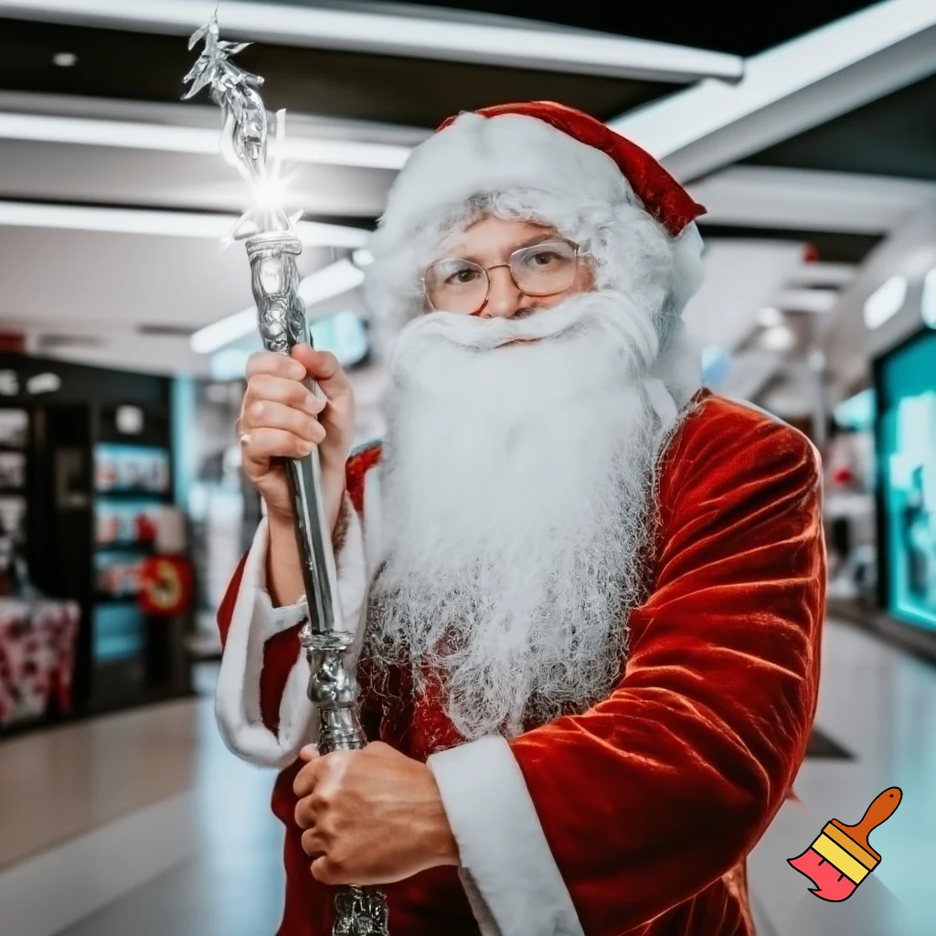 Santa Claus magic walking stick staff Russia shopping Centre Australia shopping immune in a star