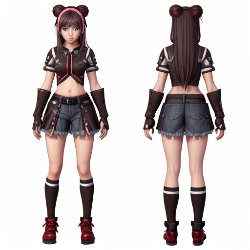 a reference sheet for a girl vtuber character design anime