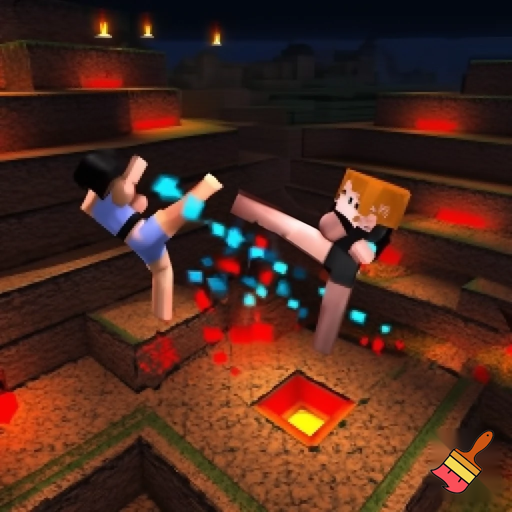A female mma match in minecraft 
