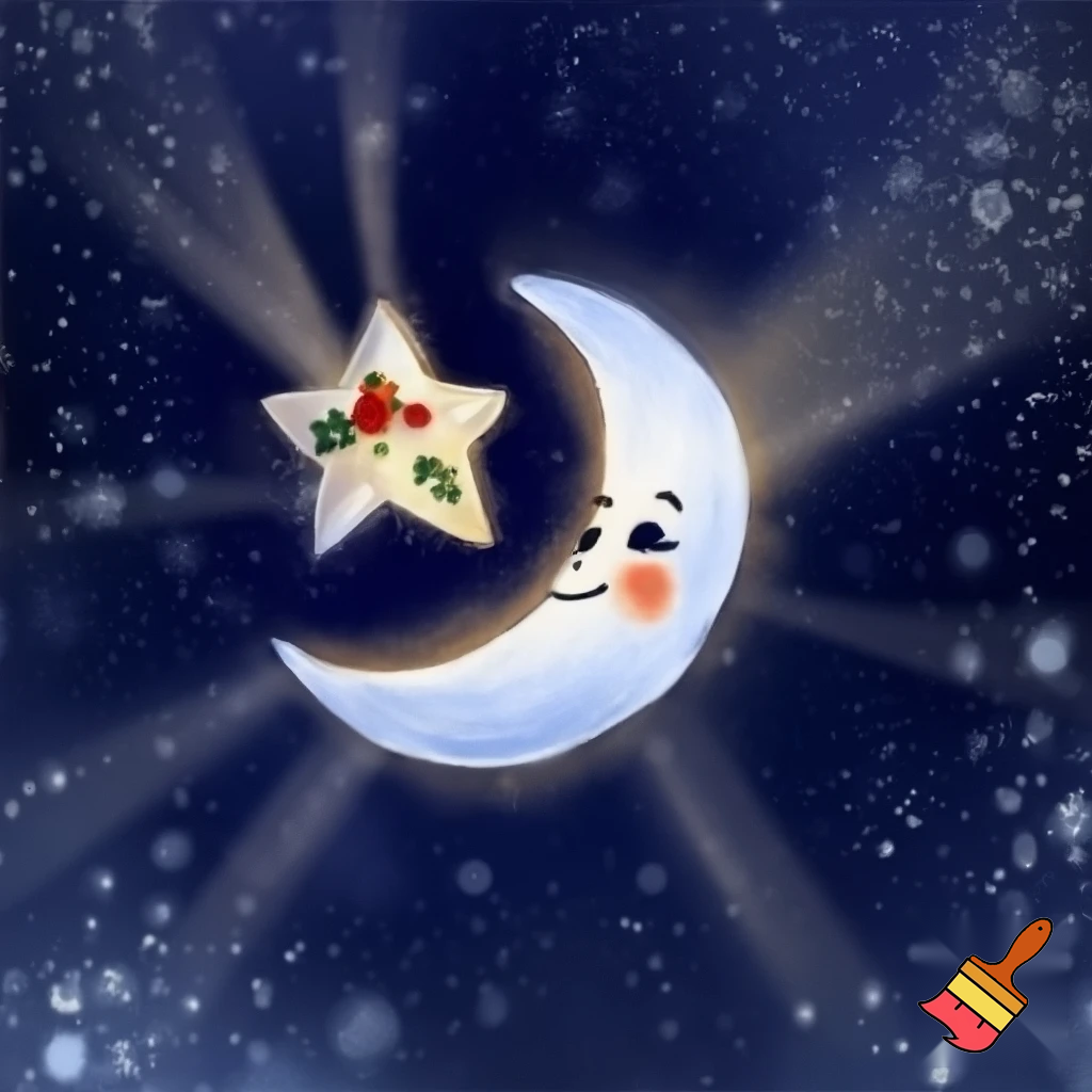 Star and moon christmas cartoon