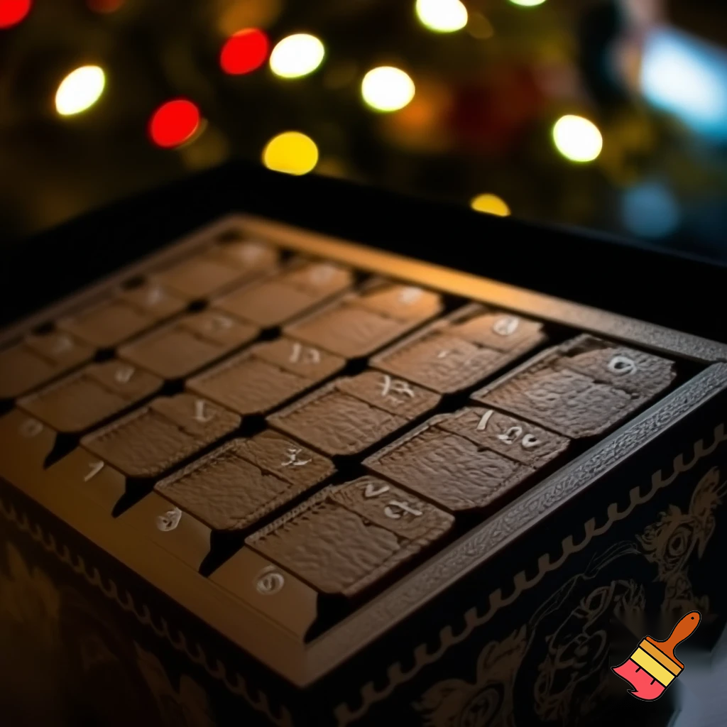 Chocolate advent calendar Numbers in the box a Christmas one hope the lead out how many days till Christmas? Christmas patterns countdown. 25.