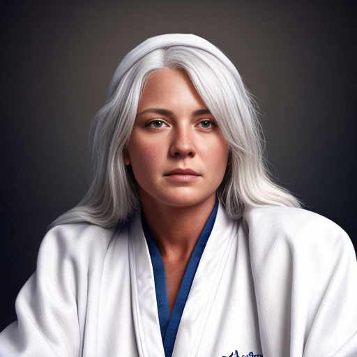 beautiful white-haired angel in white robes