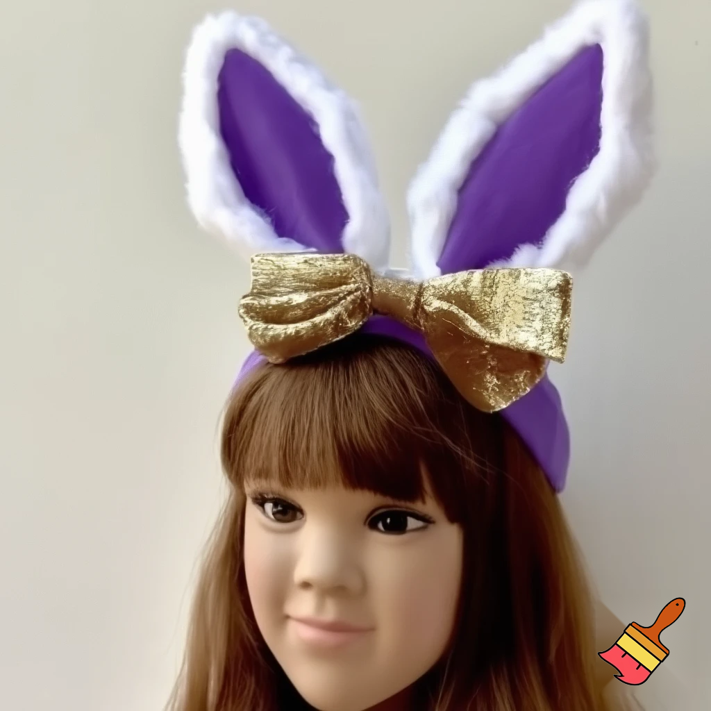 Easter bunny top hat headband, purple white with gold glitter fabric and velvet velvet gold special gold and delicate velvet and delicate and precious glitter, purple and white