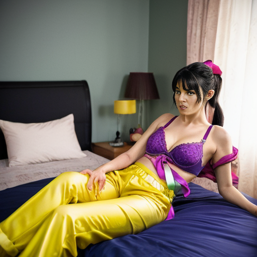 90's disney's 2d aladdin style comic black background and panels of Panel 1 then a fleet of the black haired ponytail women with blue skin,blue harem pants red bra and red sash and red curved slippers are marching around the bed. 
Panel 2 sitting on the bed is a curvy figure black haired ponytail woman with yellow skin,yellow harem pants purple bra and purple sash and purple curved slippers of who is shocked to see the marching black haired ponytail women with green skin,green harem pants pink bra and pink sash and pink curved slippers 
panel 3 then the black haired ponytail curvy figure woman with yellow skin,yellow harem pants purple bra and purple sash and purple curved slippers and hides under her covers. 
Panel 4 And before the bed and the black haired ponytail curvy figure woman with green skin,green harem pants pink bra and pink sash and pink curl toe slippers spiral off and disappear into the distance.  