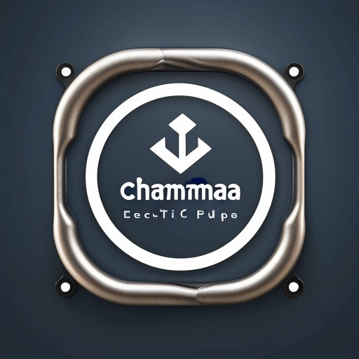 “Logo for ‘Chamunda Hardware & Electric’, featuring a hammer, water pipe, electric plug and tap, clean modern vector style, bold lines, metallic blue and silver colors, minimal but powerful design, professional hardware shop identity, high-quality branding, no background