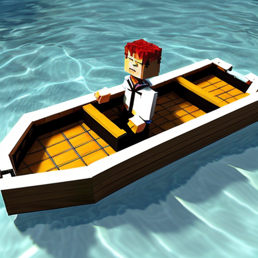 Swimming carton mincraft in the bateau
