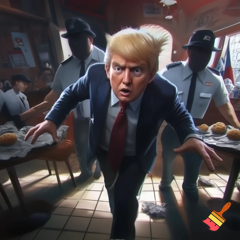 donald trump in a cafe being arrested
