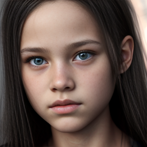 13 year old Canadian tomboy girl with long light black hair and amber eyes