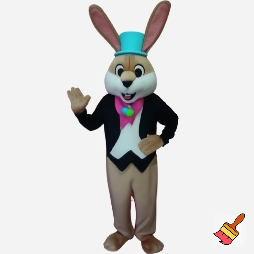 Easter bunny mascot top hat costume
