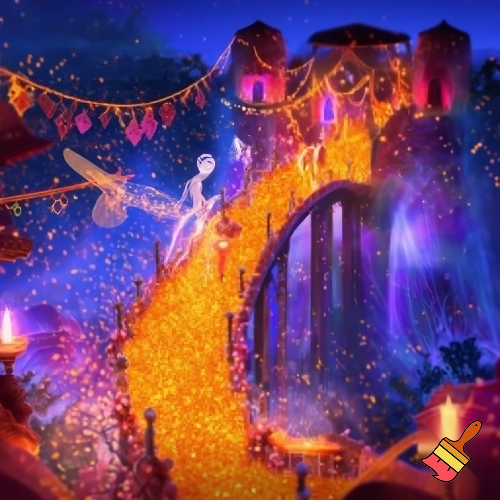 make me an image of the deleted cene bridge in Coco 