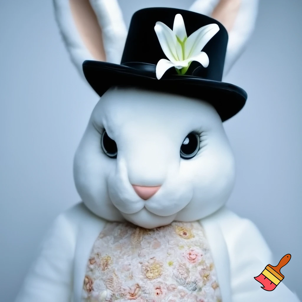 Easter bunny mascot costume top hat special Easter bunny, expensive and a delicate