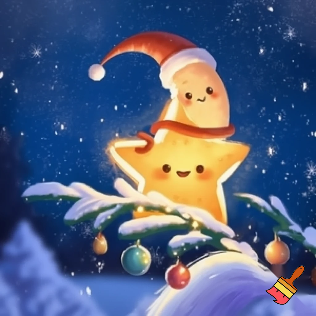 Star and moon christmas cartoon