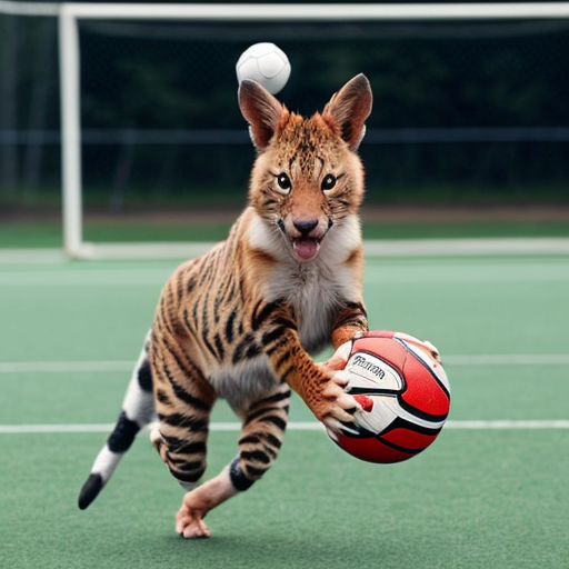 an animal playing a sport 
