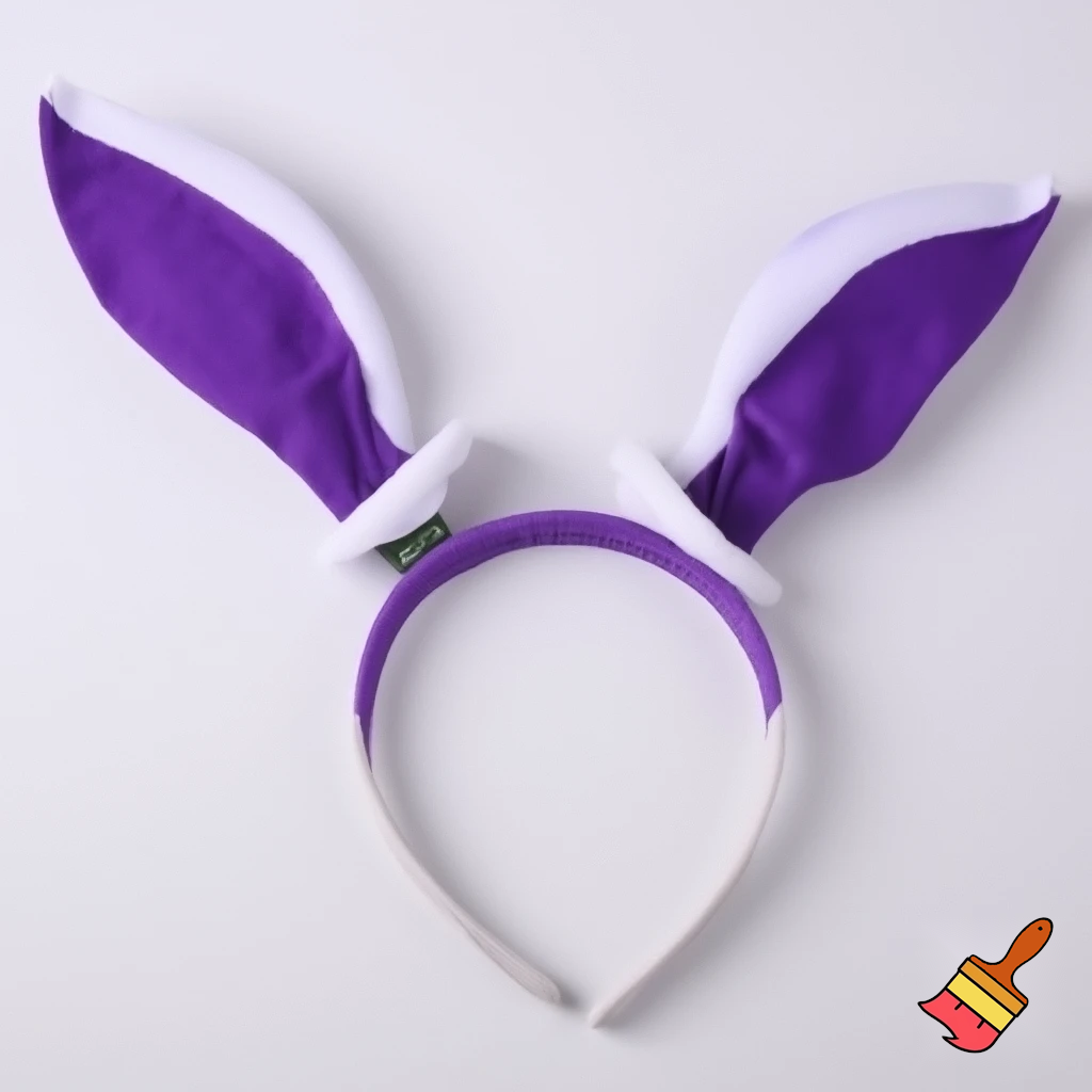Easter top head headband, purple and white bunny ears top hat