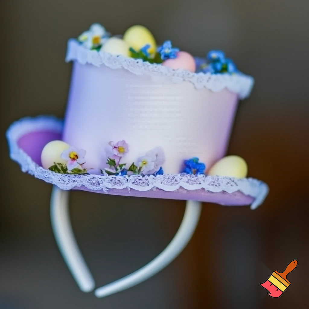 Easter top hat headband, purple and white
