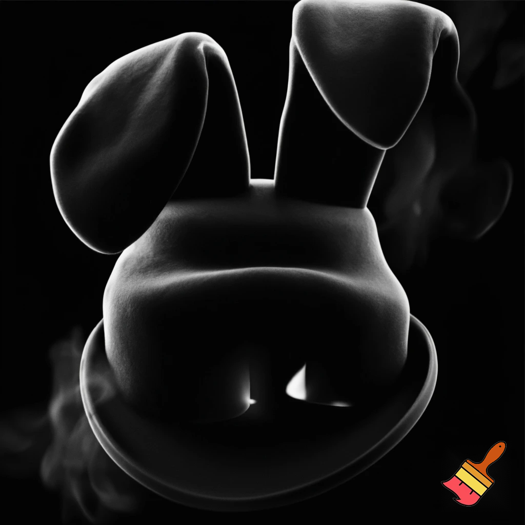 Black top hat with bunny ears velvet