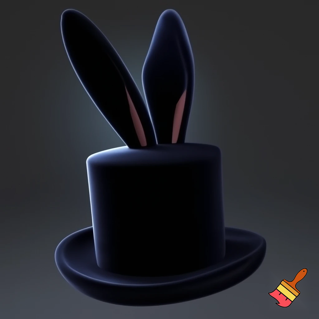 Black top hat with bunny ears velvet