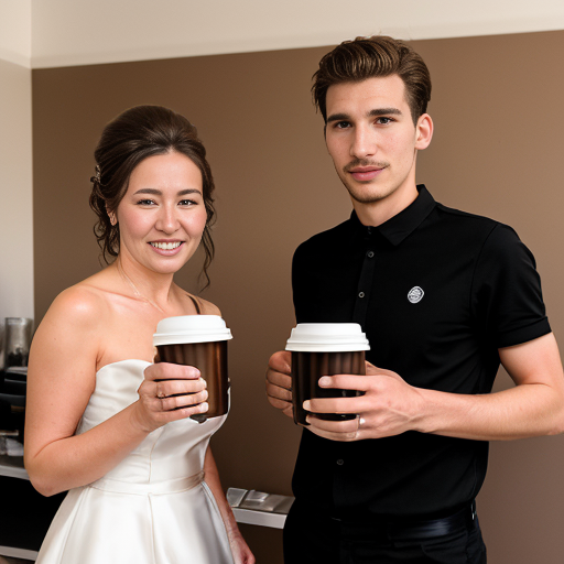 Goretzka drink coffee and Vanessa drink coffee at the wedding 