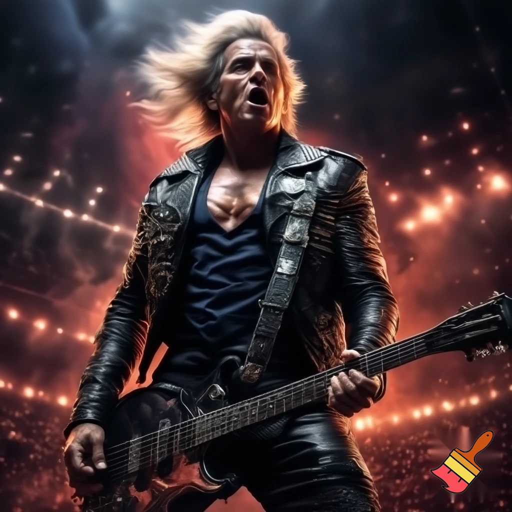 Donald Trump dressed like a rock metal singer