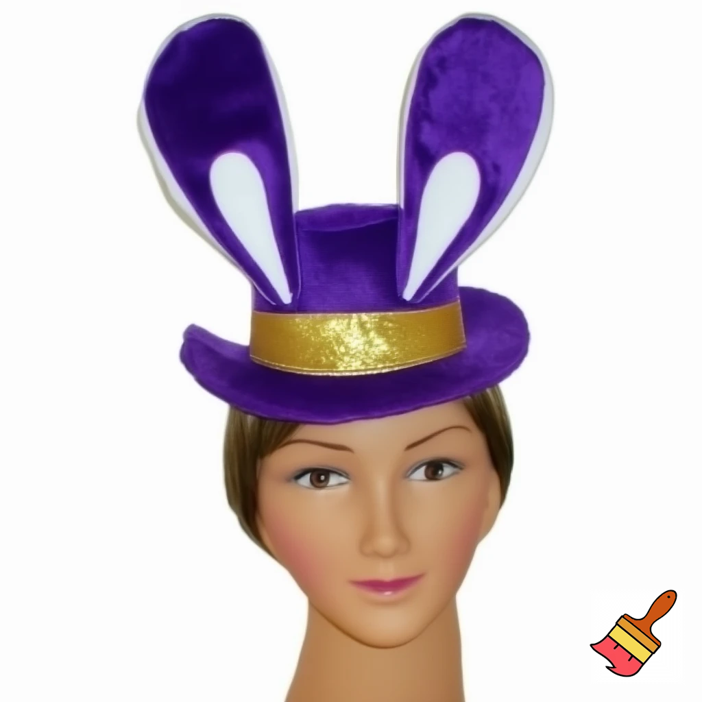 Easter bunny top hat headband, purple, purple and white with gold top hat top hat headband