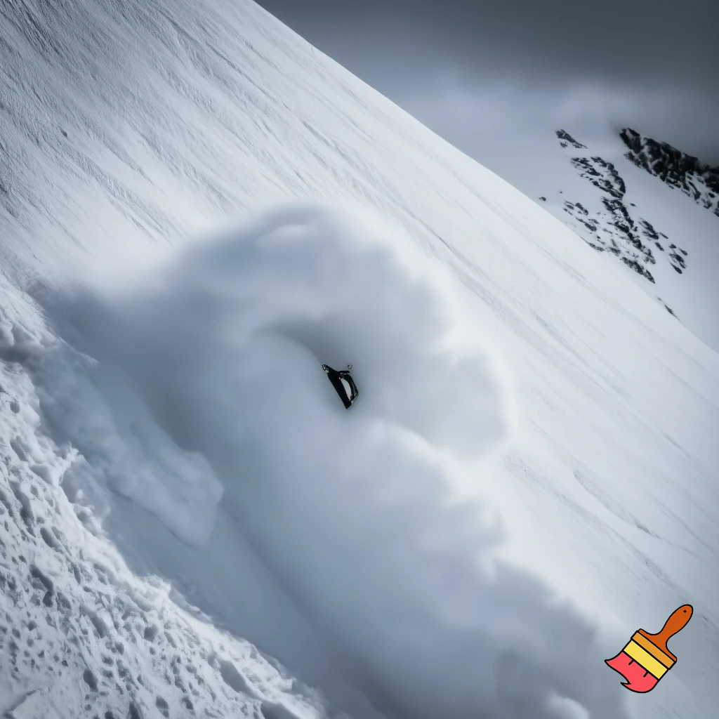 snowboarder in an avalanche